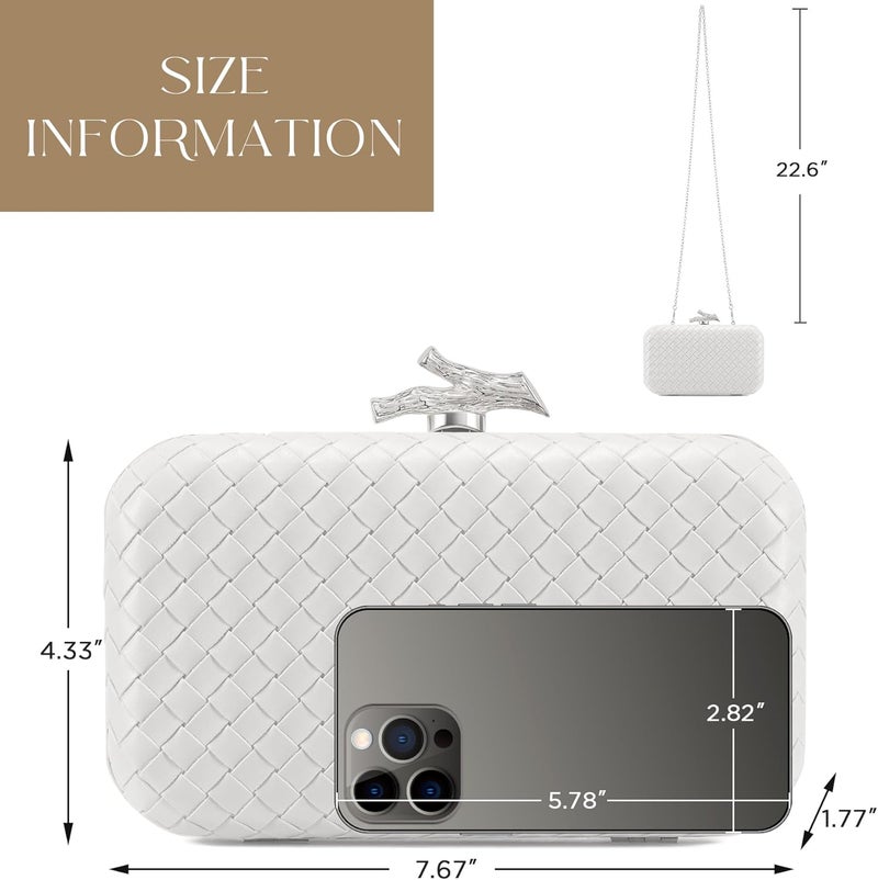CHUNLI Clutch Purses for Women Evening/Wedding Chic Woven Bag Formal PU Leather Purse Designer Handbags for Women - Image 4
